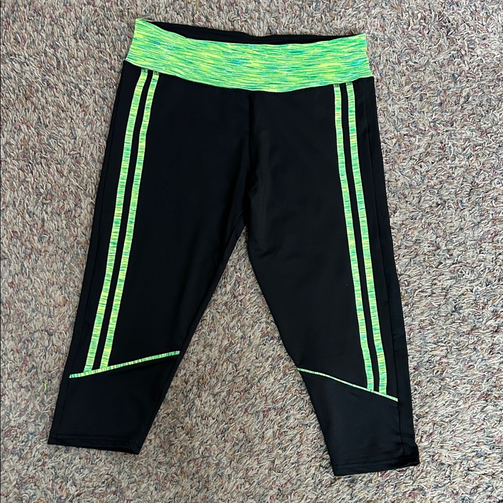 Game Time Black Capris with Vibrant Green Highlights